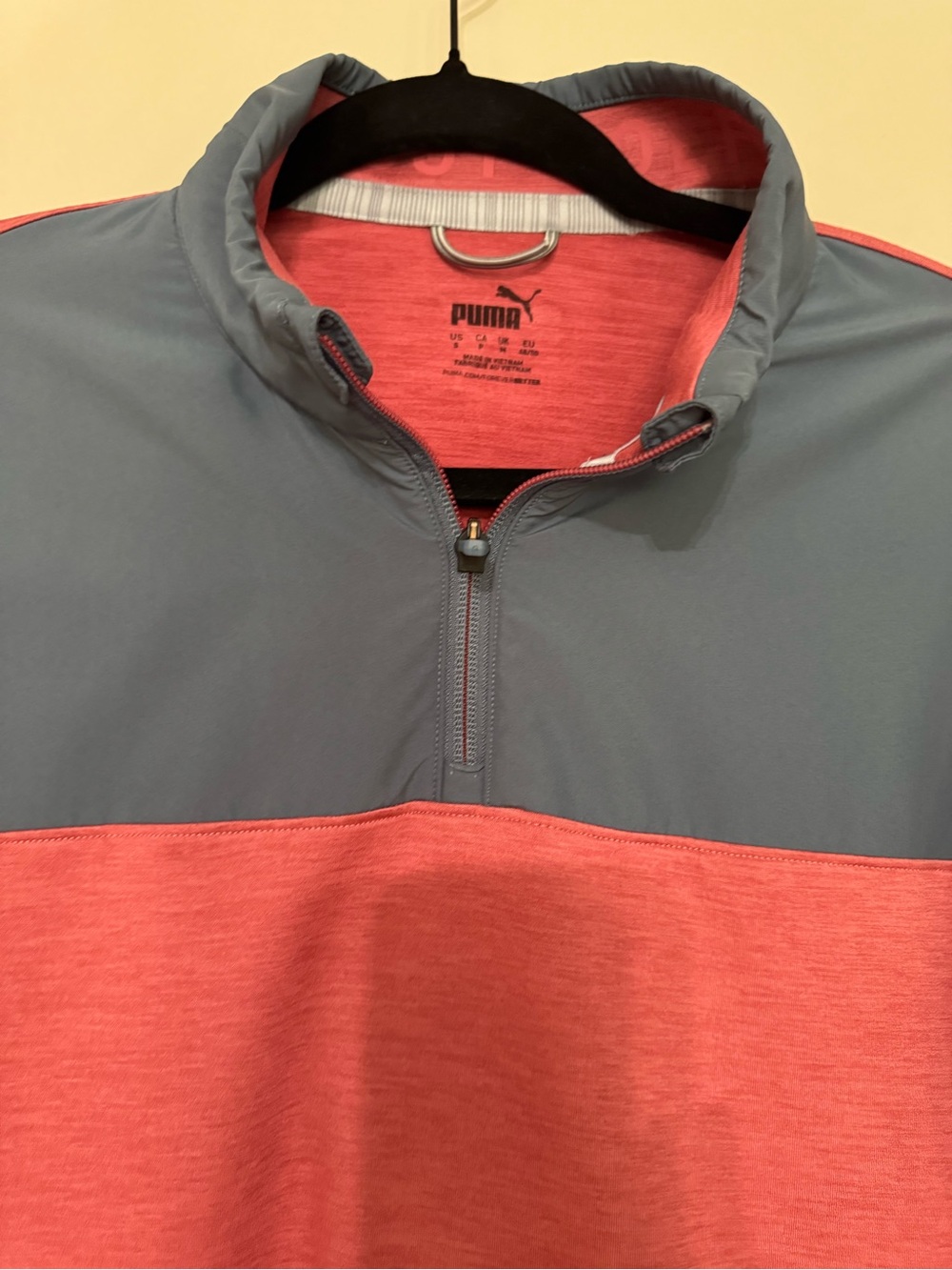 Puma Red-Orange Half-Zip Pullover with Slate Accent